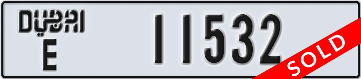 dubai License Plate Number 11532 Code E