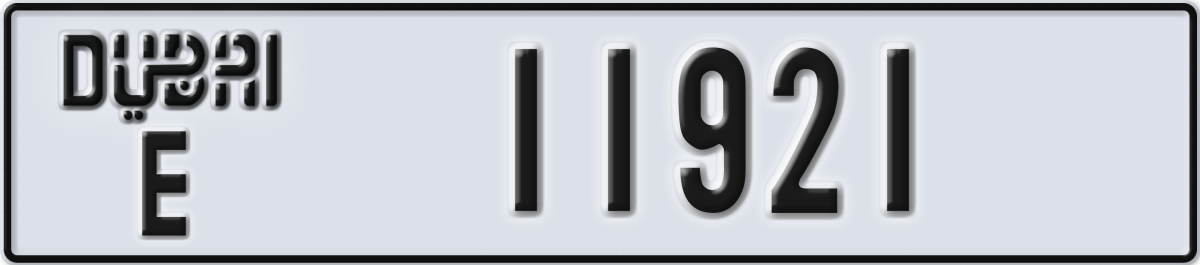 dubai License Plate Number 11921 Code E