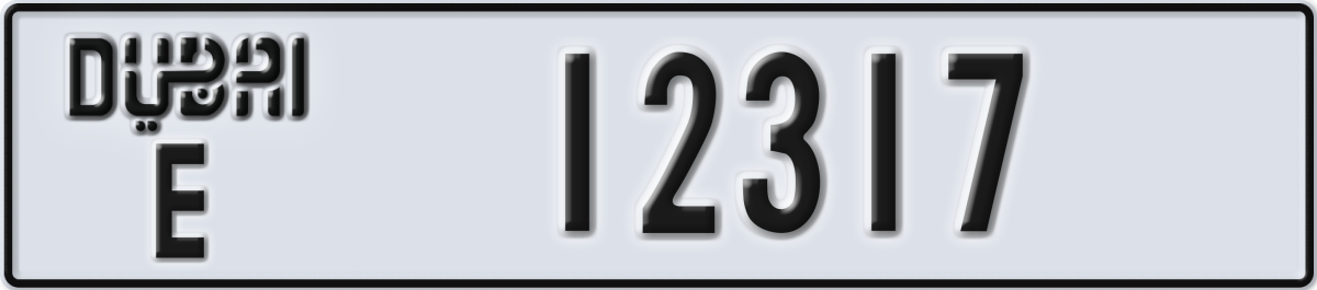 dubai License Plate Number 12317 Code E