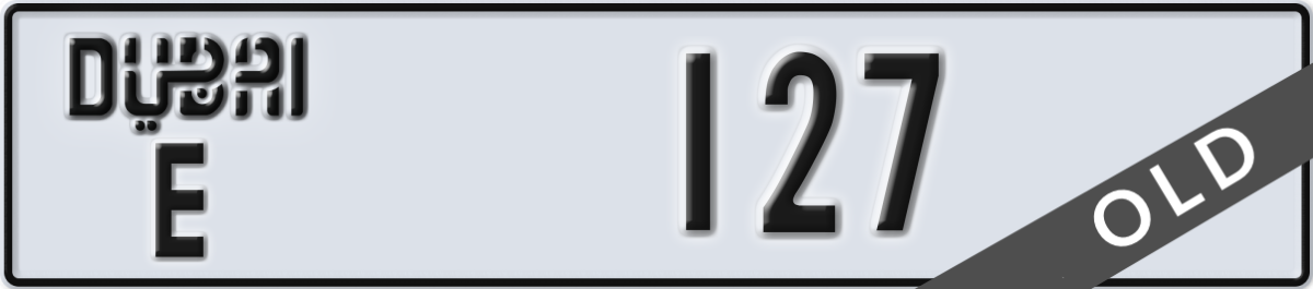 dubai License Plate Number 127 Code E