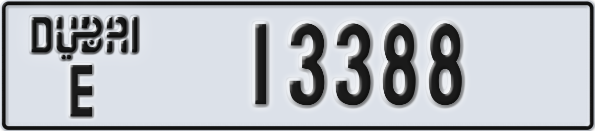 dubai License Plate Number 13388 Code E