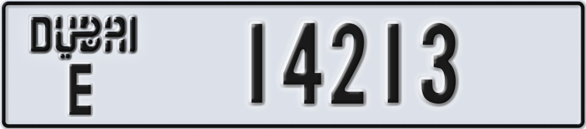 dubai License Plate Number 14213 Code E