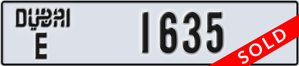 dubai License Plate Number 1635 Code E