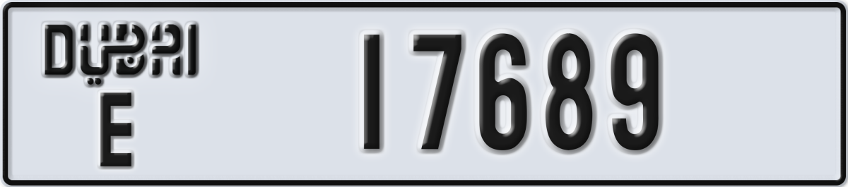 dubai License Plate Number 17689 Code E