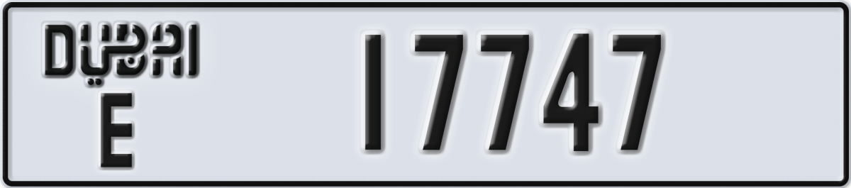dubai License Plate Number 17747 Code E