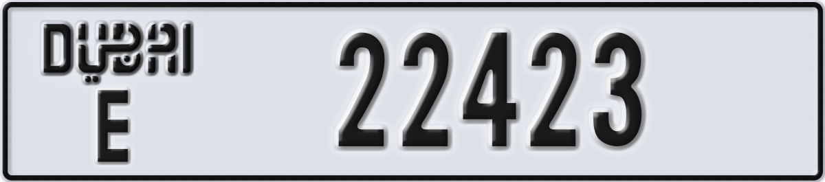 dubai License Plate Number 22423 Code E