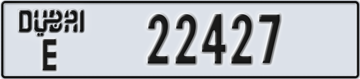 dubai License Plate Number 22427 Code E