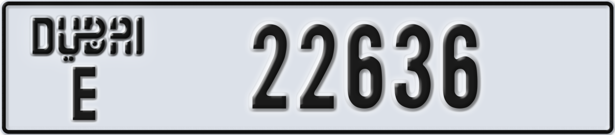 dubai License Plate Number 22636 Code E