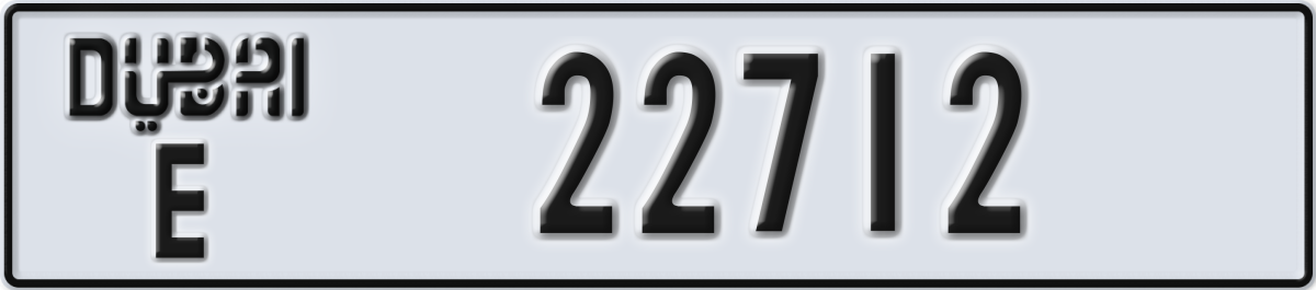 dubai License Plate Number 22712 Code E