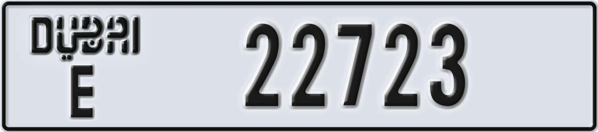 dubai License Plate Number 22723 Code E