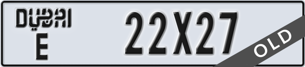dubai License Plate Number 22X27 Code E