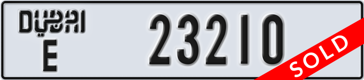 dubai License Plate Number 23210 Code E