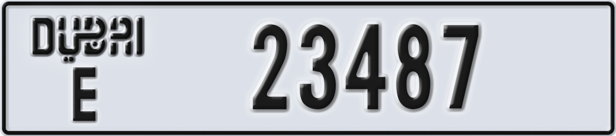 dubai License Plate Number 23487 Code E