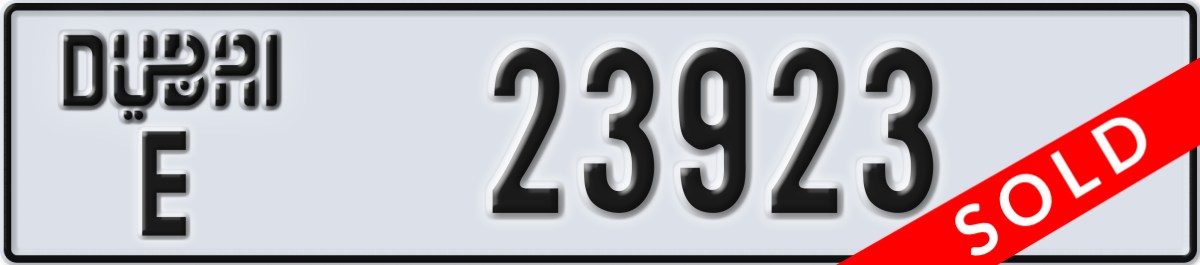 dubai License Plate Number 23923 Code E