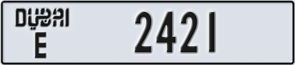 dubai License Plate Number 2421 Code E