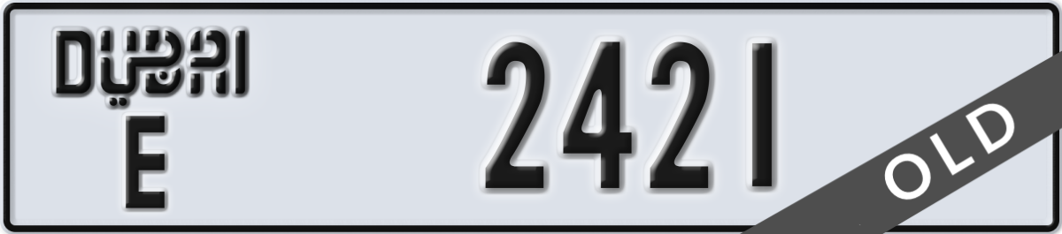 dubai License Plate Number 2421 Code E