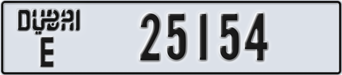 dubai License Plate Number 25154 Code E