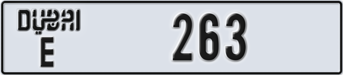 dubai License Plate Number 263 Code E
