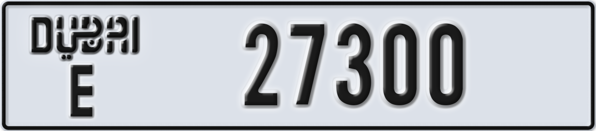 dubai License Plate Number 27300 Code E