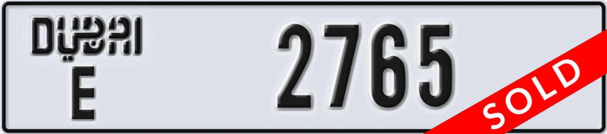 dubai License Plate Number 2765 Code E