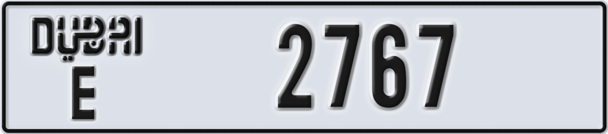dubai License Plate Number 2767 Code E
