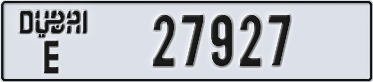 dubai License Plate Number 27927 Code E