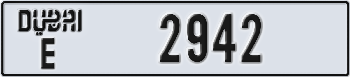dubai License Plate Number 2942 Code E