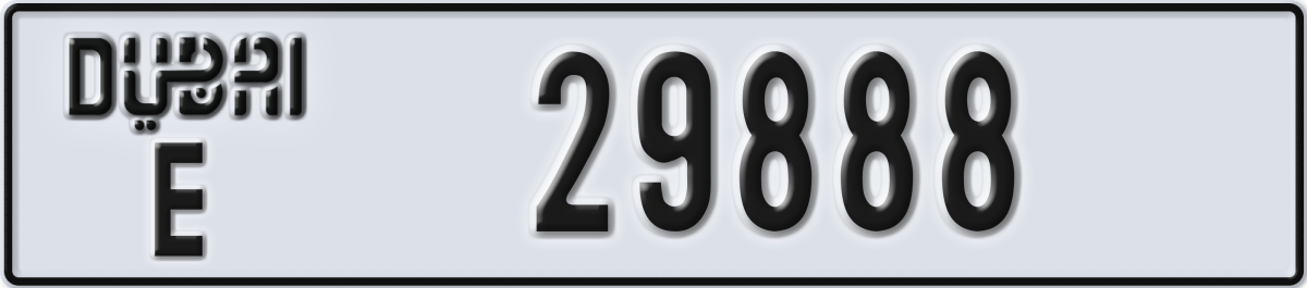 dubai License Plate Number 29888 Code E