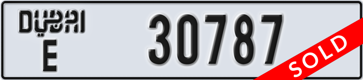 dubai License Plate Number 30787 Code E