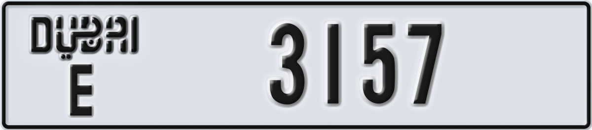 dubai License Plate Number 3157 Code E