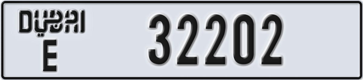 dubai License Plate Number 32202 Code E