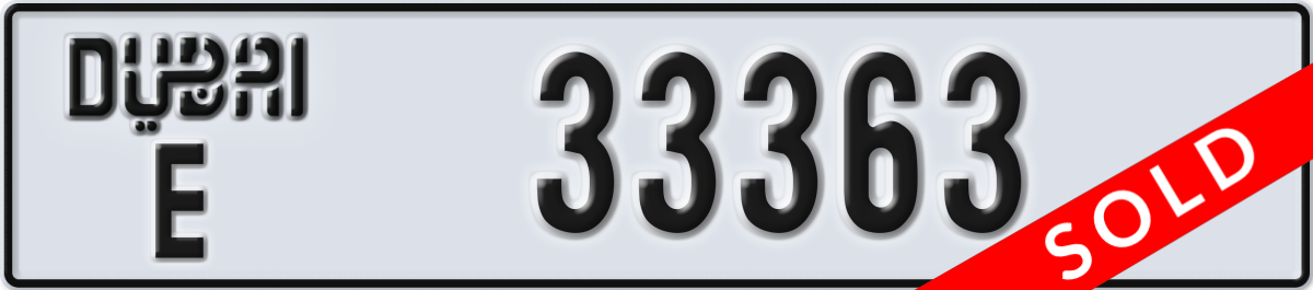 dubai License Plate Number 33363 Code E