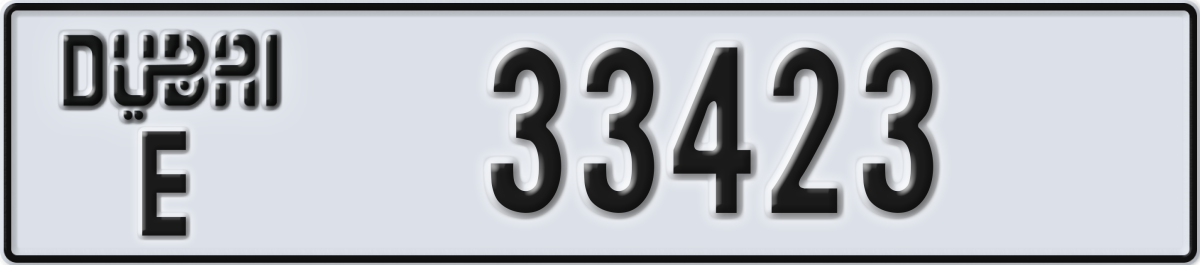 dubai License Plate Number 33423 Code E