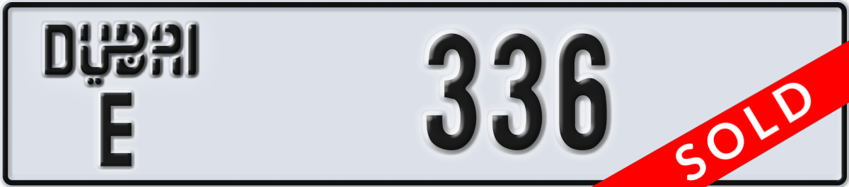 dubai License Plate Number 336 Code E
