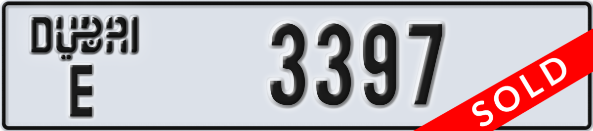 dubai License Plate Number 3397 Code E