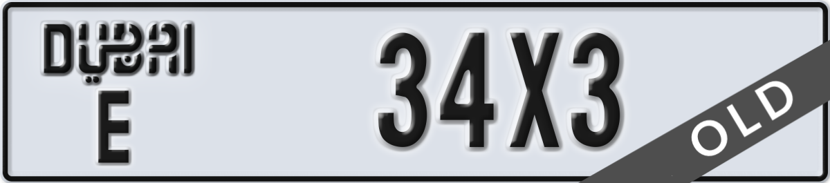 dubai License Plate Number 34X3 Code E