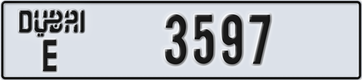 dubai License Plate Number 3597 Code E