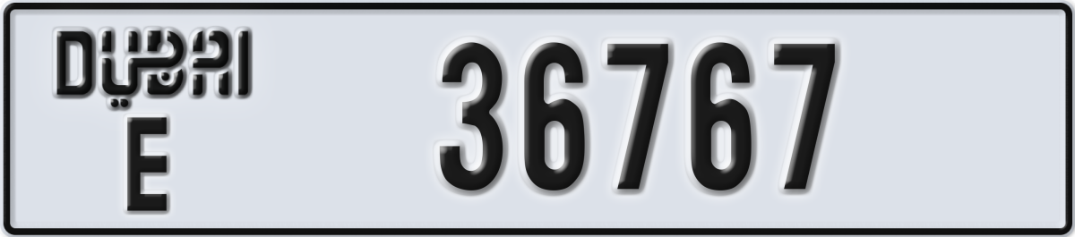 dubai License Plate Number 36767 Code E