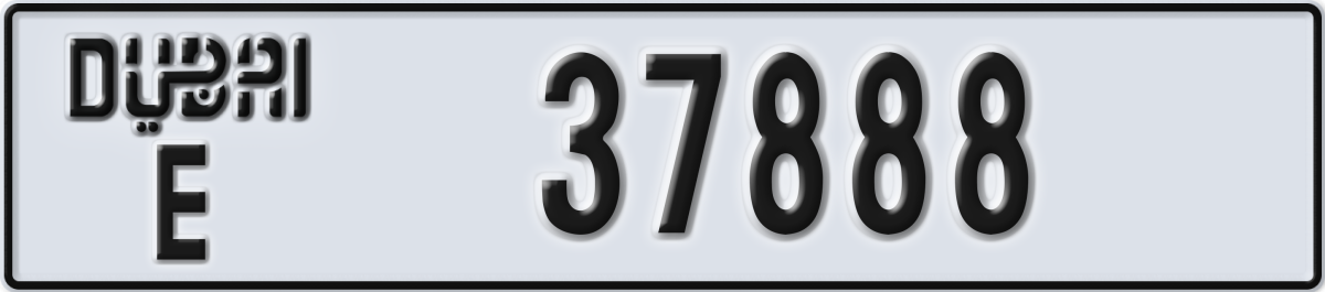 dubai License Plate Number 37888 Code E