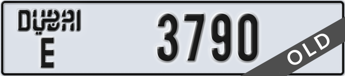 dubai License Plate Number 3790 Code E