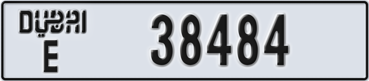 dubai License Plate Number 38484 Code E