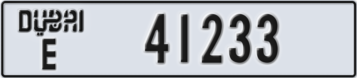 dubai License Plate Number 41233 Code E