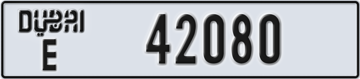 dubai License Plate Number 42080 Code E