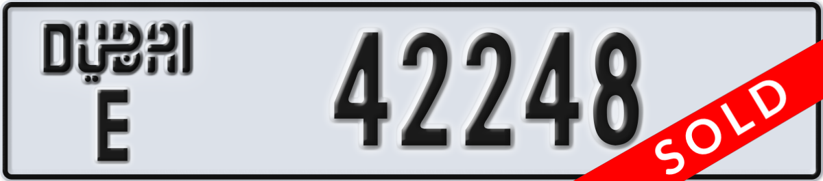 dubai License Plate Number 42248 Code E