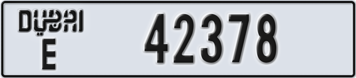 dubai License Plate Number 42378 Code E
