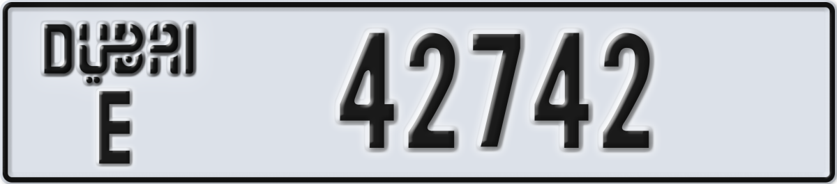 dubai License Plate Number 42742 Code E