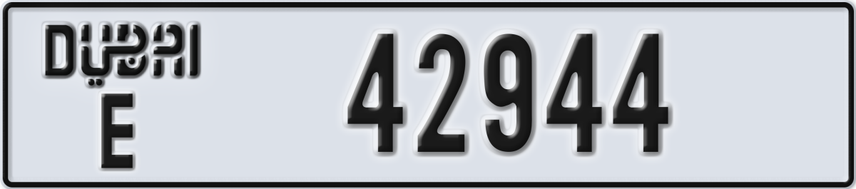 dubai License Plate Number 42944 Code E