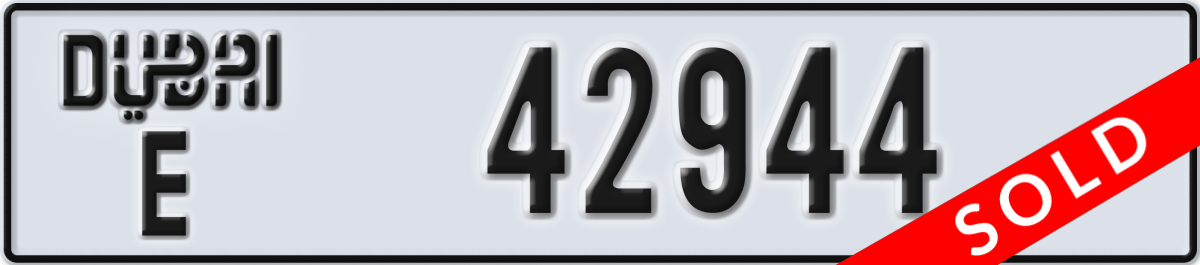 dubai License Plate Number 42944 Code E