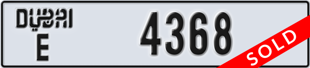dubai License Plate Number 4368 Code E