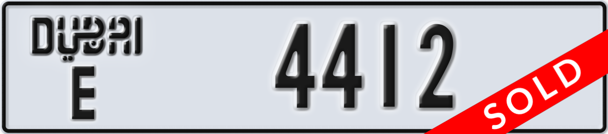 dubai License Plate Number 4412 Code E